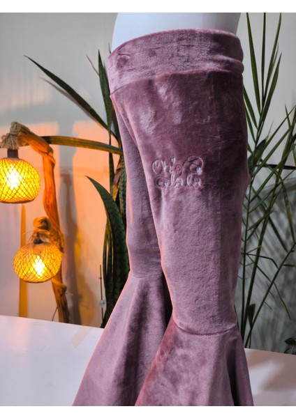 Kız Çocuk Fransız Kadife Geniş Dökümlü Ispanyol Paça Tayt Ohlala Gül Kurusu fırsatları