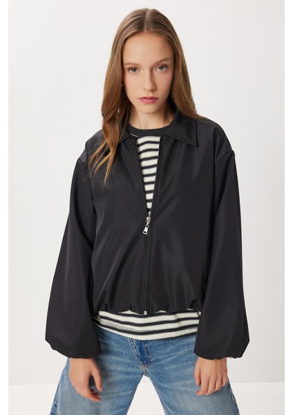 Fermuarlı Bomber Ceket LMK0003 Siyah modelleri