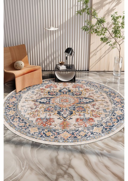 Yeni Desen Yıkanabilir Kaymaz Tabanlı Bohem Tarz Dijital Baskı Salon Halısı, Yumuşak Dokulu Lüks Halı Modeli ve 50 x 50 Bej Renk Yuvarlak Halı modelleri