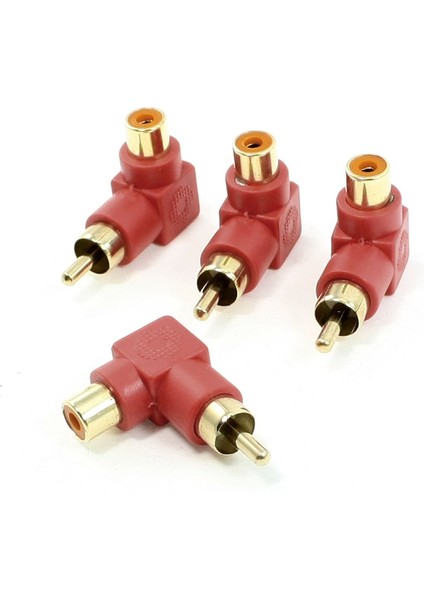 4 x Rca Erkek-Dişi Dik Açılı Ses Video Adaptörü Kırmızı (Yurt Dışından)