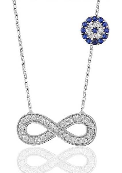 Gümüş Nazarlı Sonsuzluk Kadın Kolye