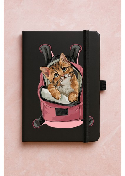 Promosyon Tarihsiz Premium Termo Defter Desenli 192 Yaprak - Kedi Tatilde