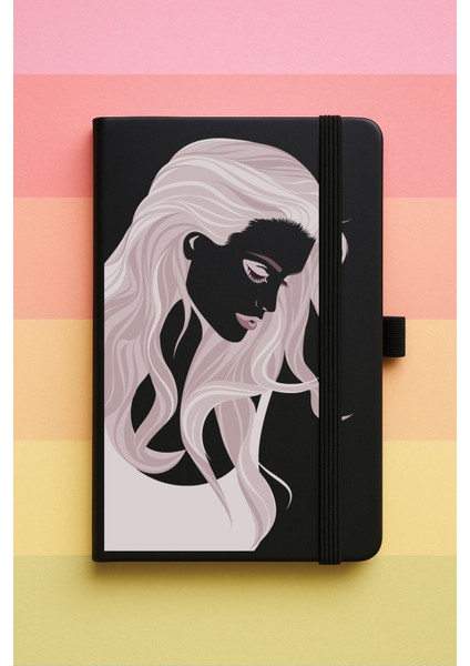Kadın Illüstrasyon Baskılı Tarihsiz Yuvarlak Köşeli Desenli Uv Termo Defter