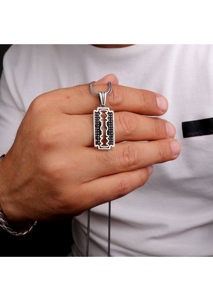 925 Ayar Gümüş Mikro Taşlı Jilet Motifli Kolye fiyatları