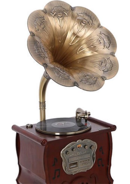 Gramofon 150CM Ahşap Standlı Pikap Plakçalar Radyo Bluetooth USB C1000 fırsatları