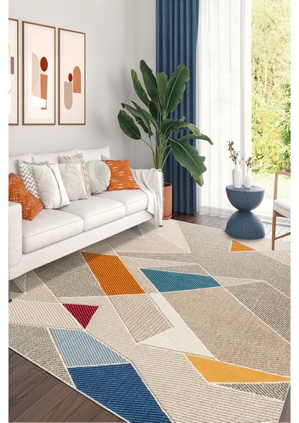 Yeni Desen Yıkanabilir Kaymaz Tabanlı Bohem Tarz Dijital Baskı Salon Halısı, Yumuşak Dokulu Lüks Halı Modeli ve 40 x 60 Bej Renk Dikdörtgen Halı