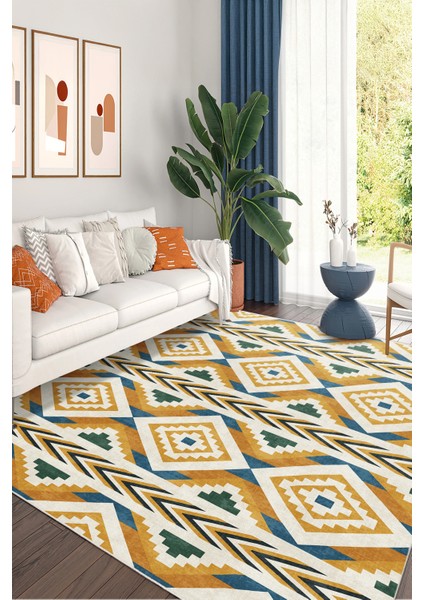 Yeni Desen Yıkanabilir Kaymaz Tabanlı Bohem Tarz Dijital Baskı Salon Halısı, Yumuşak Dokulu Lüks Halı Modeli ve 40 x 60 Kahverengi Renk Dikdörtgen Halı