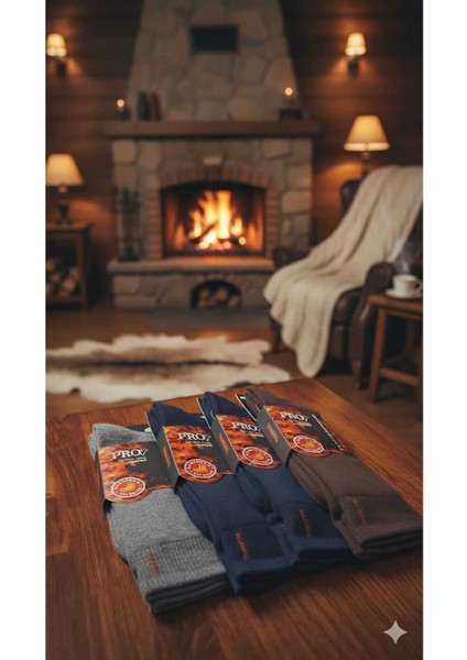 Havlu Lambswool (Yün) Thermal Erkek Çorap, Dikişsiz Burun, Asorti , 4'lü Paket fiyatları