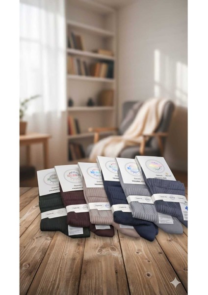 Modal Diyabetik Erkek Çorap Dikişsiz Yıkamalı Orta Boy %95 Modal 6 Lı Paket