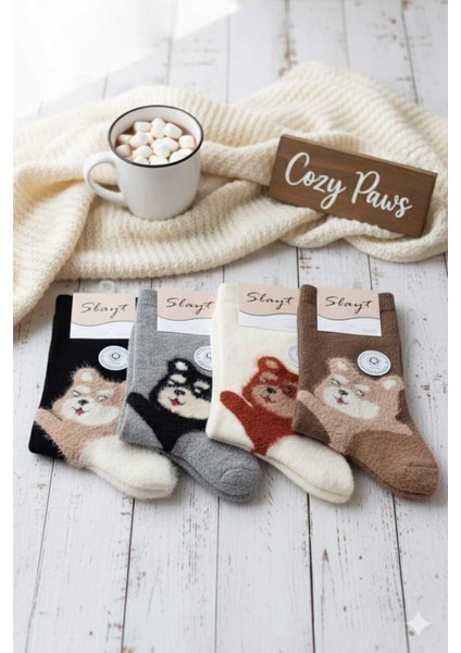 Slayt Pamuk Figürlü Çorap Dikişsiz, Burun Topuk Takviyeli ,4 Lü Paket