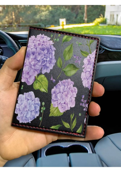 Desenli Ruhsat Kabı Logolu Oto Kılıfı Deri Dikişli Araç Ruhsat Koruyucu Ortanca