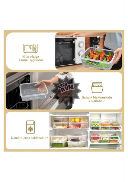 Buzdolabı Saklama Organizer, Kendinden Kapaklı, Mikrodalga ve Buzluğa Uygun, 6 Adet 1350ML beyaz fiyatları