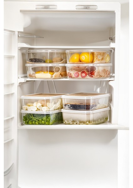 Buzdolabı Saklama Organizer, Kendinden Kapaklı, Mikrodalga ve Buzluğa Uygun, 6 Adet 1350ML beyaz modelleri