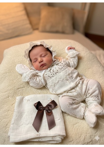 Kız-Erkek Yeni Doğan Hastane Çıkışı % 100 Organik Pamuk Kutulu 10'lu Full Takım Müslin Çiçekli fiyatları