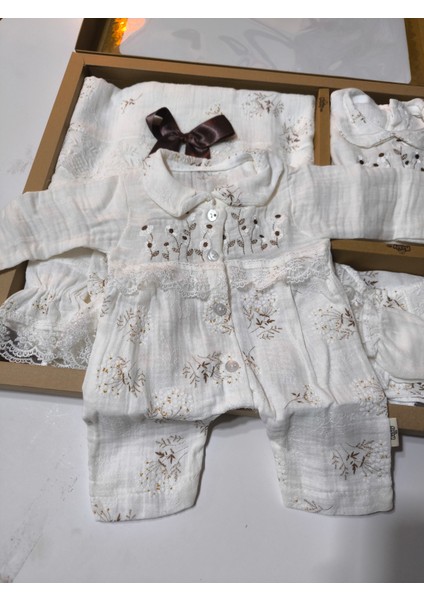 Kız-Erkek Yeni Doğan Hastane Çıkışı % 100 Organik Pamuk Kutulu 10'lu Full Takım Müslin Çiçekli modelleri