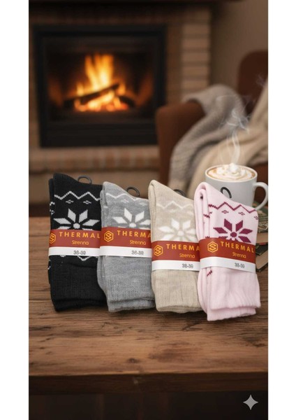 Thermal Desenli Farklı Renklerde 4 Çift Çorap fiyatları