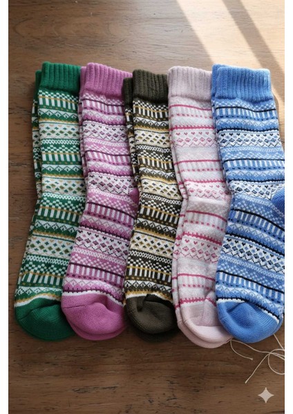 Bambu Çorap Kışlık, Kalın, Rengarek Desenli Çoraplar (%80 Bambu) 5'Lİ PAKET fiyatları