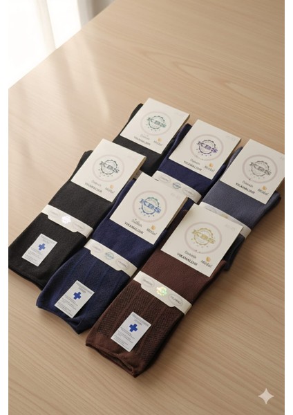 Modal Erkek Diyabetik Çorap, Yıkamalı, 6'lı Paket Asorti: 2 Siyah 2 Laci 1 Kahve 1 Füme