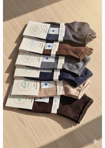 Modal Erkek Diyabetik Patik Çorap, Yıkamalı, 6'lı Asorti Paket modelleri