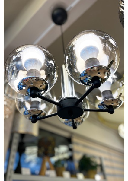 Globe Black & Silver Up Penta FÜME Cam Avize modelleri