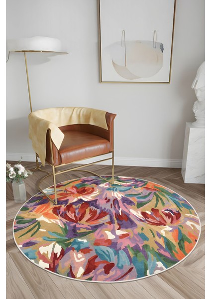 Yeni Desen Yıkanabilir Kaymaz Tabanlı Bohem Tarz Dijital Baskı Salon Halısı, Yumuşak Dokulu Lüks Halı Modeli ve 50 x 50 Çok Renkli Renk Yuvarlak Halı modelleri
