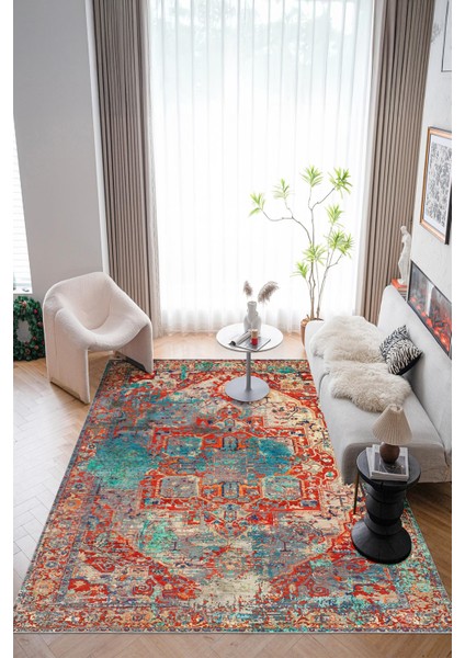 Yeni Desen Yıkanabilir Kaymaz Tabanlı Bohem Tarz Dijital Baskı Salon Halısı, Yumuşak Dokulu Lüks Halı Modeli ve 40 x 60 Kırmızı Renk Dikdörtgen Halı