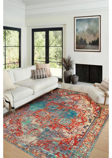 Yeni Desen Yıkanabilir Kaymaz Tabanlı Bohem Tarz Dijital Baskı Salon Halısı, Yumuşak Dokulu Lüks Halı Modeli ve 40 x 60 Kırmızı Renk Dikdörtgen Halı modelleri