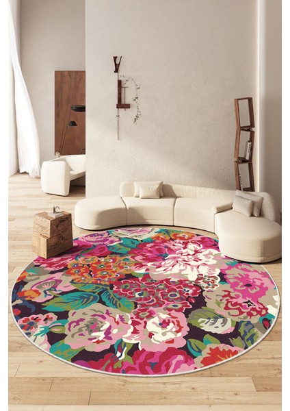 Yeni Desen Yıkanabilir Kaymaz Tabanlı Bohem Tarz Dijital Baskı Salon Halısı, Yumuşak Dokulu Lüks Halı Modeli ve 50 x 50 Çok Renkli Renk Yuvarlak Halı
