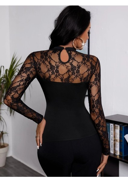 Kadın Uzun Kollu Dantel Detaylı Viskon Bluz modelleri