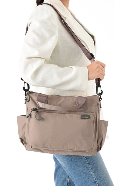 Sanmorris Kadın 4 Bölmeli Paraşüt Kumaş Ayarlanabilir Çapraz Askılı El ve Omuz Çantası