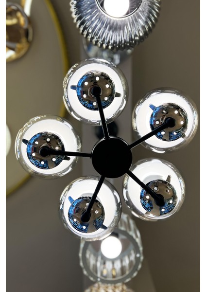 Globe Black & Silver Up Penta FÜME Cam Avize fırsatları