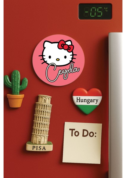 Kişiye Özel Isim Yazılı Mutfak ve Ofis Için Yuvarlak Beyaz Buzdolabı Magnet Jumbo Boy DIZAYN40