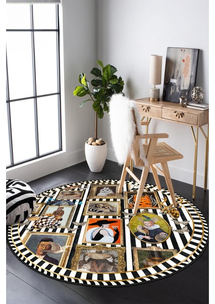 Yeni Desen Yıkanabilir Kaymaz Tabanlı Bohem Tarz Dijital Baskı Salon Halısı, Yumuşak Dokulu Lüks Halı Modeli ve 50 x 50 Çok Renkli Renk Yuvarlak Halı