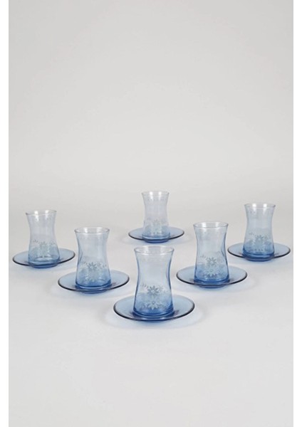 3 Adet Rakle Nazenin 12LI Çay Seti Mavi 170CC NZN361