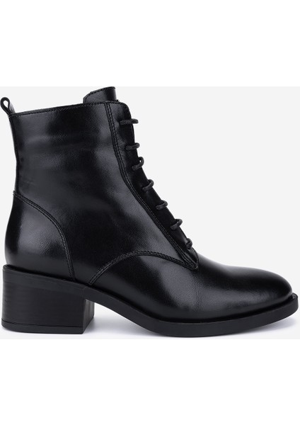 Kadın Hakiki Deri Siyah Topuklu Bot 33 5010-1 Bn Bot SK25-26 Sıyah Dr