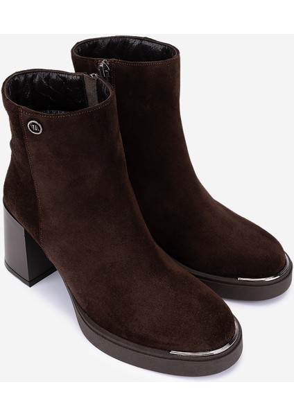 Kadın Hakiki Deri Kahverengi Süet Topuklu Bot 51 9044 Bn Bot SK25-26 Kahve Suet fiyatları