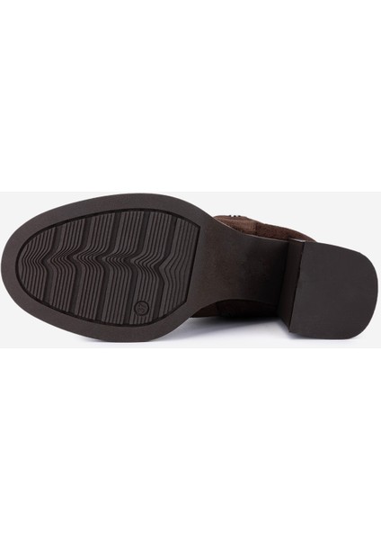 Kadın Hakiki Deri Kahverengi Süet Topuklu Bot 51 9044 Bn Bot SK25-26 Kahve Suet fırsatları