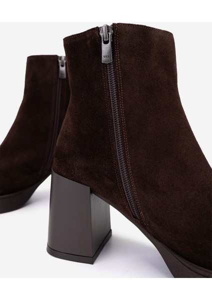 Kadın Hakiki Deri Kahverengi Süet Topuklu Bot 51 9044 Bn Bot SK25-26 Kahve Suet indirimleri