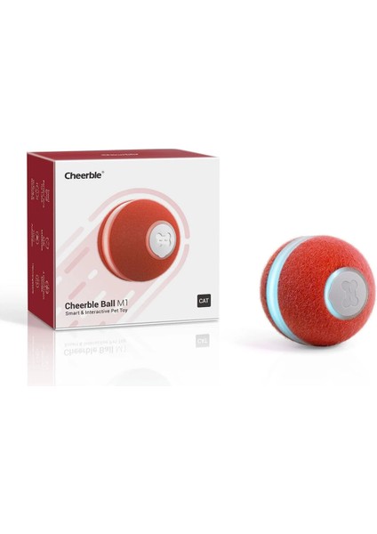 4 Adet Cheerble Şarjlı Akıllı Ineraktif Kedi Oyun Topu, Kırmızı 4 cm