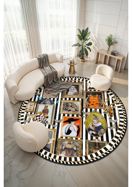 Yeni Desen Yıkanabilir Kaymaz Tabanlı Bohem Tarz Dijital Baskı Salon Halısı, Yumuşak Dokulu Lüks Halı Modeli ve 50 x 50 Çok Renkli Renk Yuvarlak Halı modelleri