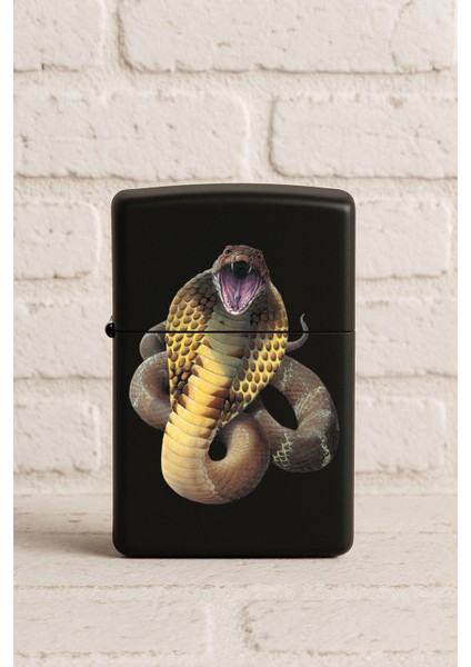 Uv Baskılı Desenli Metal Benzinli Siyah Çakmak Cep Çakmağı - Gaboon