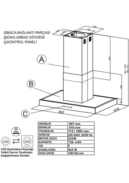 -HI30190W 90 cm Beyaz Ada Tipi Davlumbaz -6 Yıl Garantili -Yüksek Performans