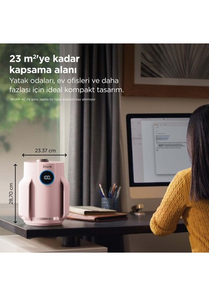 Alerjisi Olan Evler, Aileler ve Evcil Hayvanlar Için Ideal Neverchange5 Compact Pro Hava Temizleyici - Pembe + 5 Yıl Uzun Ömürlü Filitre