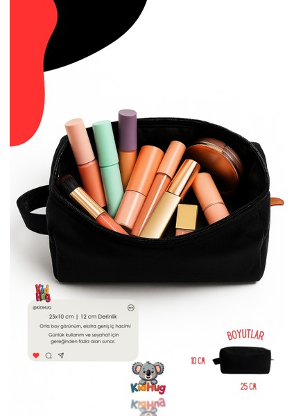 Peluş Yumuşacık Makyaj Çantası 25 cm Kadın Organizer Premuim Kumaş [ 5 Farklı Renk Seçeneği ]