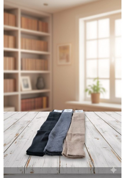 Yün Dizüstü Bayan Çorap 3 Lü Setler 36-41 Numara