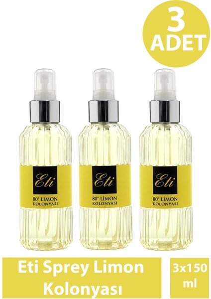 Sprey Limon Kolonyası Pet 150 ml 3 Adet