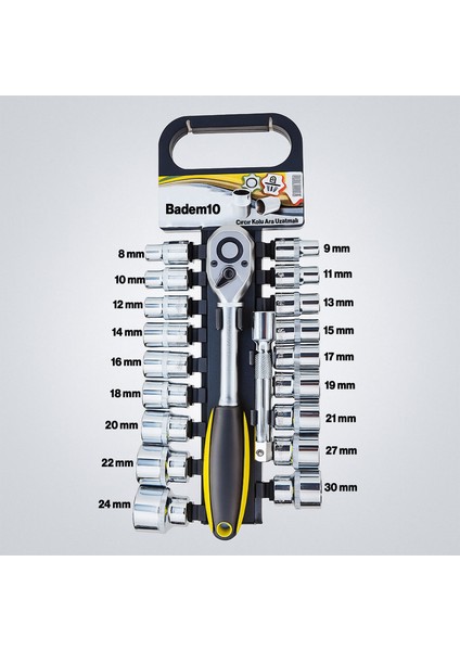 Profesyonel 1/2" Lokma Anahtar Seti 20 Parça Profesyonel Çok Amaçlı Tamir Bakım Lokma Takımı