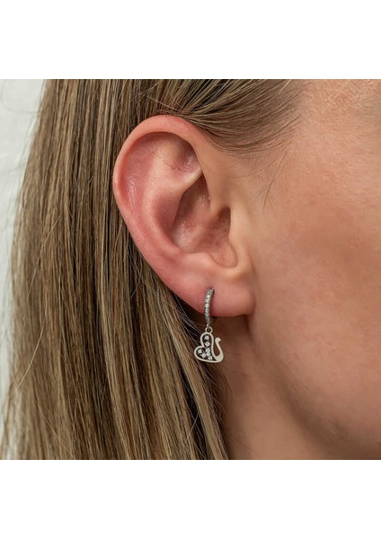 Gümüş Sallantılı Kuğu Kadın Küpe modelleri