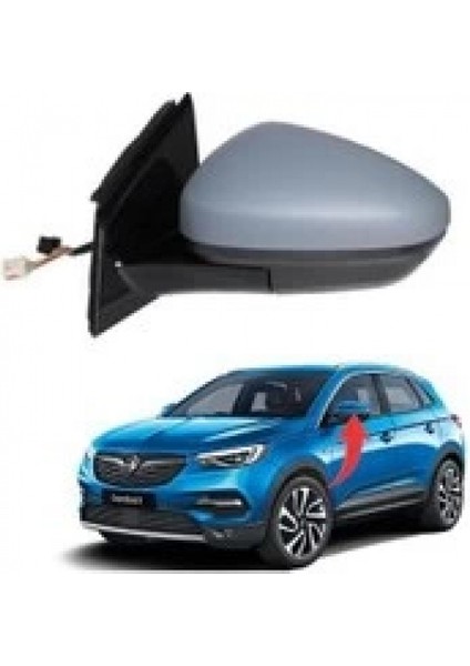 Opel Grandland 2017 Sonrası Elektrikli Katlanır Ayna Isıtmalı Astarlı Alt Aydınlatmalı Blıs Hafızalı Sol)