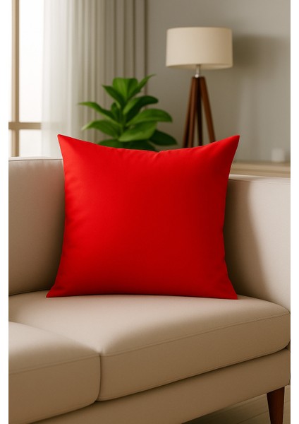 Emberline Keten Dekoratif Kırlent Kılıfı 50X50 cm (Kırmızı - Yeşil)